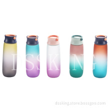 Simple large capacity portable sports plastic anti-drop cup filter water bottle with tea leak